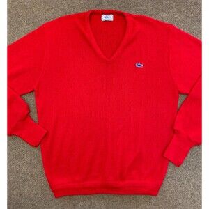 Vintage IZOD Lacoste Sweater Mens XL Long Sleeve V Neck Acrylic 80s Pullover USA
